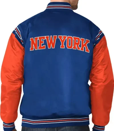 Ny Knicks The Enforcer Blue And Orange Satin Jacket