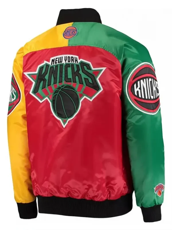 Ny Knicks Ty Mopkins Satin Full-snap Black And Red Jacket