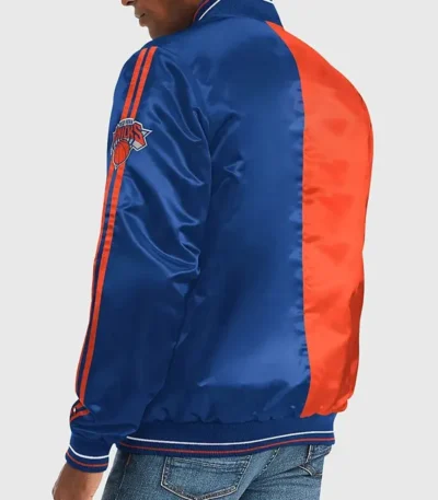 Ny Knicks Varsity Satin Orange And Blue Jacket
