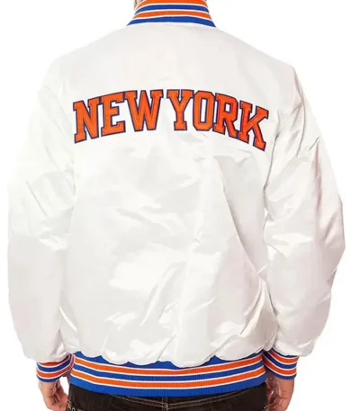 Ny Knicks White Satin Jacket