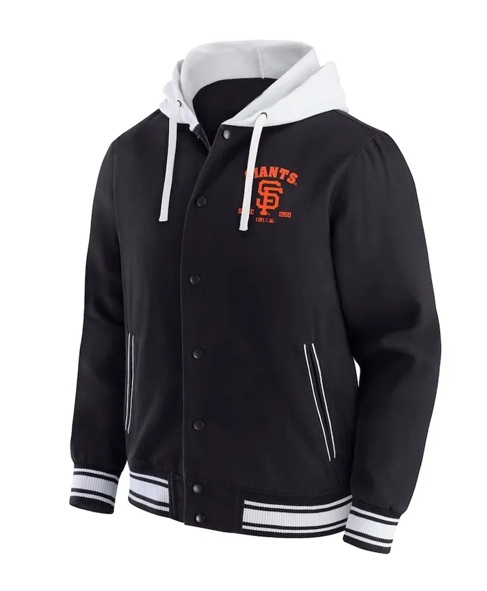 San Francisco Giants Black Cotton Hooded Jacket San Francisco Giants Black Cotton Hooded Jacket