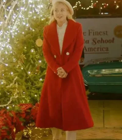 Santa Bootcamp 2022 Emily Kinney Red Wool Coat
