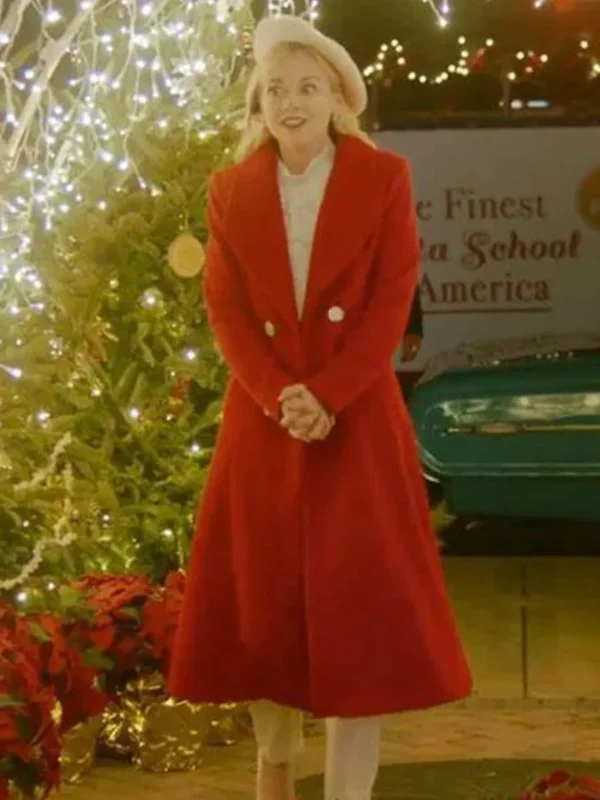Santa Bootcamp 2022 Emily Kinney Red Wool Coat