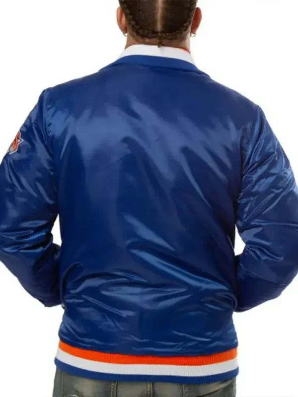 Starter New York Knicks Bomber Blue Satin Jacket