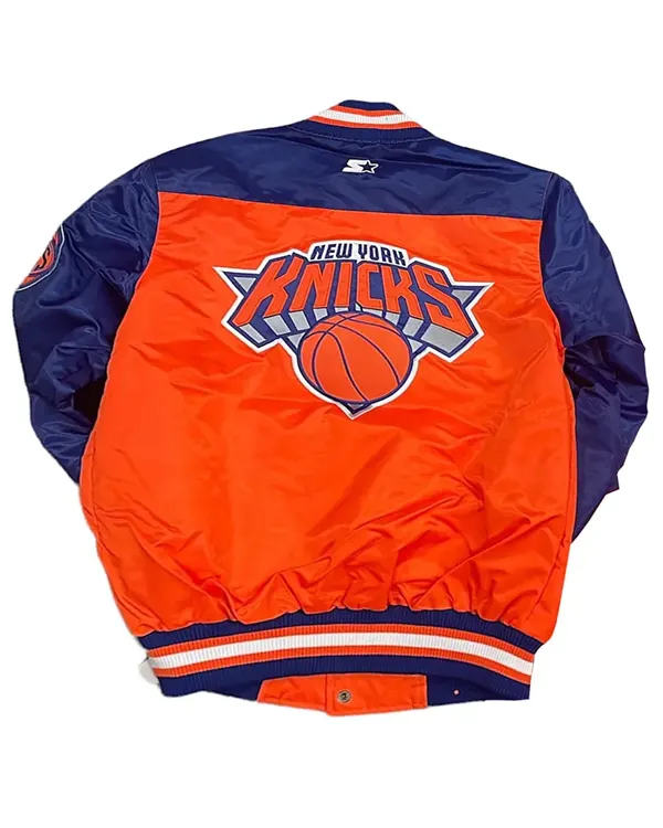 The Tradition Ii Team Ny Knicks Orange And Blue Satin Jacket