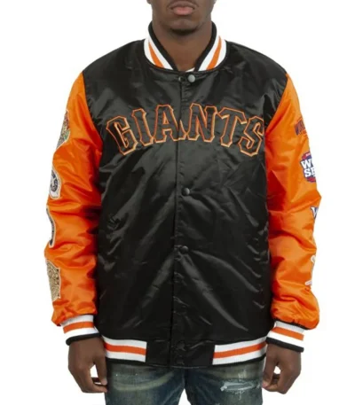 Champs Patches San Francisco Giants Black-Orange Satin Jacket