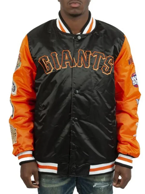 Champs Patches San Francisco Giants Black-Orange Satin Jacket
