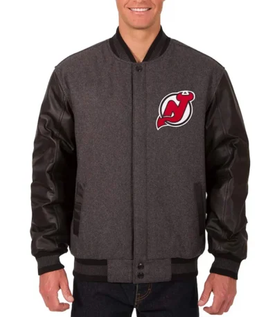 Charcoal-Black New Jersey Devils Varsity Jacket