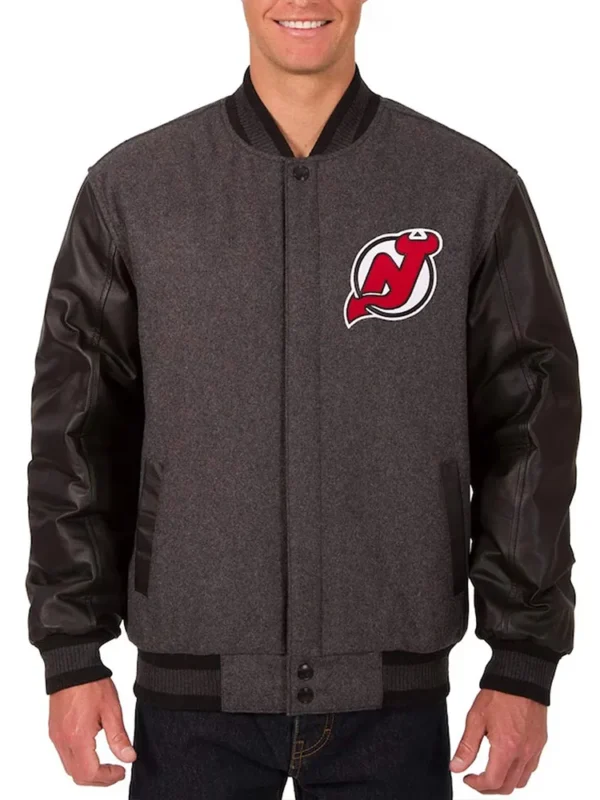 Charcoal-Black New Jersey Devils Varsity Jacket