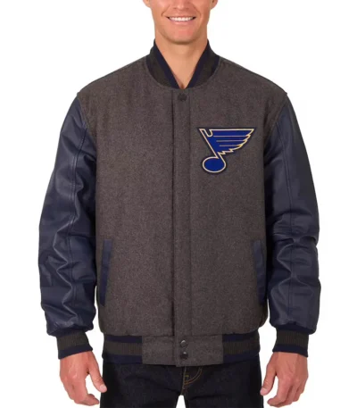 Charcoal and Navy St. Louis Blues Varsity Jacket