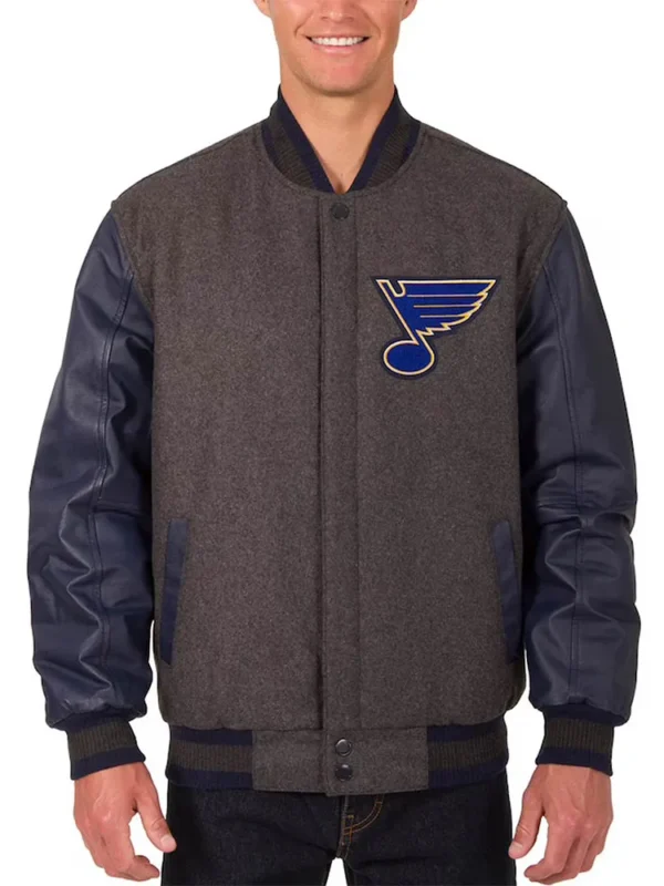 Charcoal and Navy St. Louis Blues Varsity Jacket