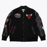 Chicago Bulls Black Out Vintage Logo Varsity Jacket