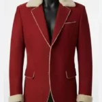 Christmas Red Wool Blazer for Men