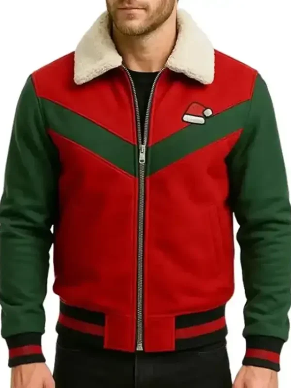 Christmas Red and Green Varsity Jacket