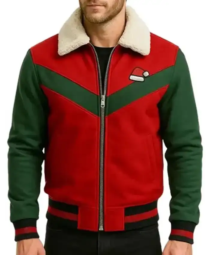 Christmas Red and Green Varsity Jacket Christmas Red and Green Varsity Jacket