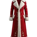 Christmas Santa Claus Red Wool Long Coat