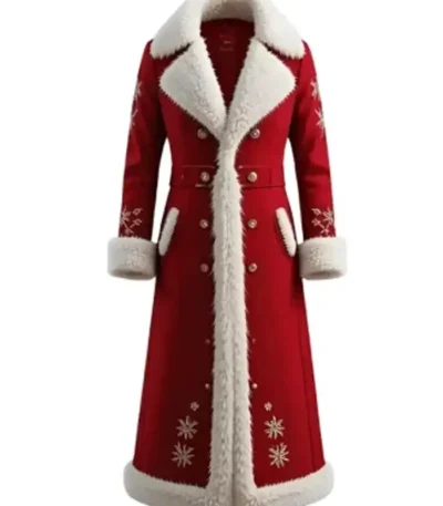 Christmas Santa Claus Red Wool Long Coat