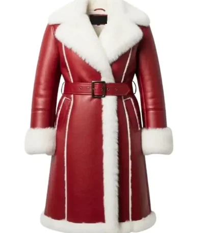 Christmas Santa Red Shearling Coat