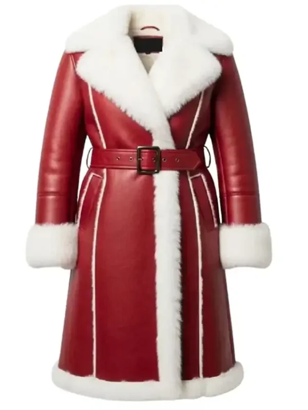Christmas Santa Red Shearling Coat