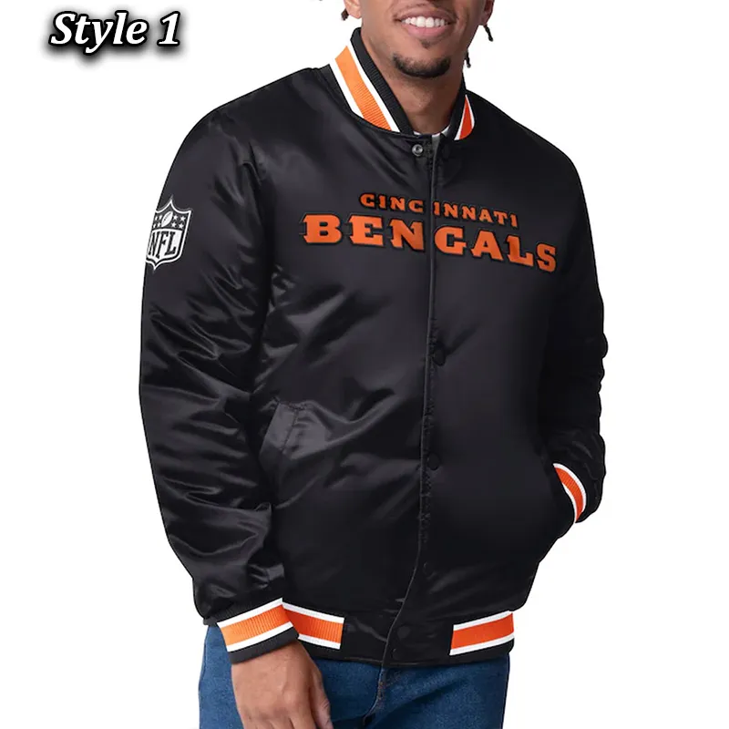 Cincinnati Bengals 49ers Closer Black-Orange Satin Jacket Cincinnati Bengals 49ers Closer Black-Orange Satin Jacket