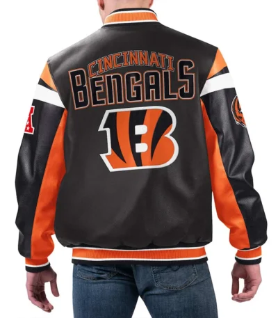 Cincinnati Bengals Black Varsity Full-Zip Leather Jacket