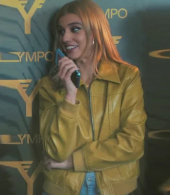 Clara Galle Olympo S01 Yellow Leather Bomber Jacket