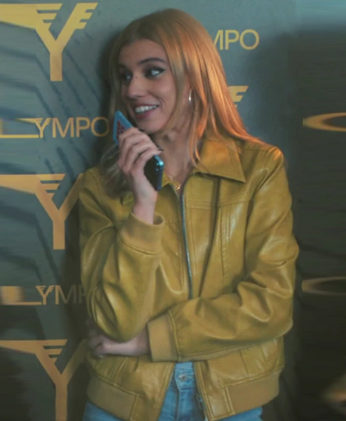 Clara Galle Olympo S01 Yellow Leather Bomber Jacket Clara Galle Olympo S01 Yellow Leather Bomber Jacket