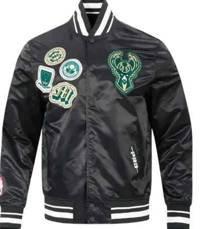Classic Milwaukee Bucks Diy Pick Stitch Rib Satin Jacket