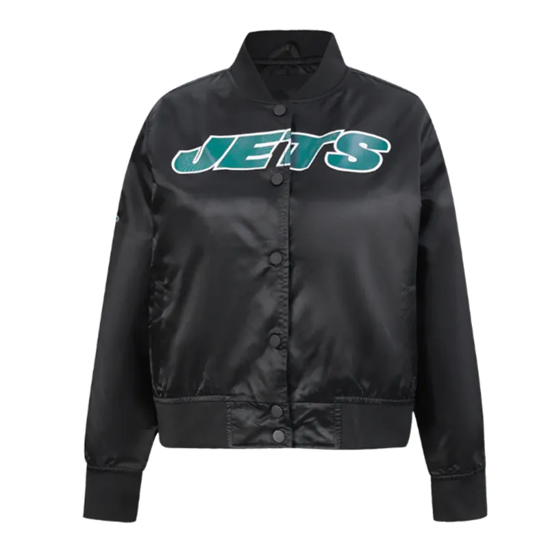 Classic New York Jets Black Satin Jacket Classic New York Jets Black Satin Jacket