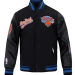 Classic Ny Knicks Script Tail Rib Varsity Jacket