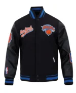 Classic Ny Knicks Script Tail Rib Varsity Jacket