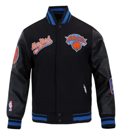 Classic Ny Knicks Script Tail Rib Varsity Jacket