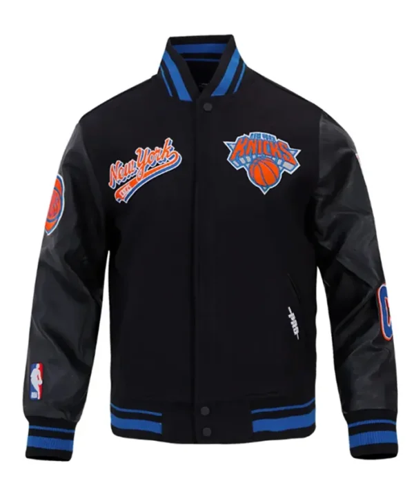 Classic Ny Knicks Script Tail Rib Varsity Jacket