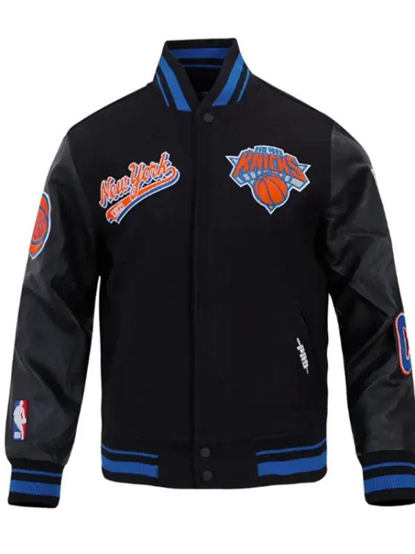 Classic Ny Knicks Script Tail Rib Varsity Jacket