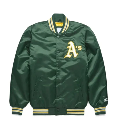 Classic Oakland Athletics Green Varsity Satin Jacket
