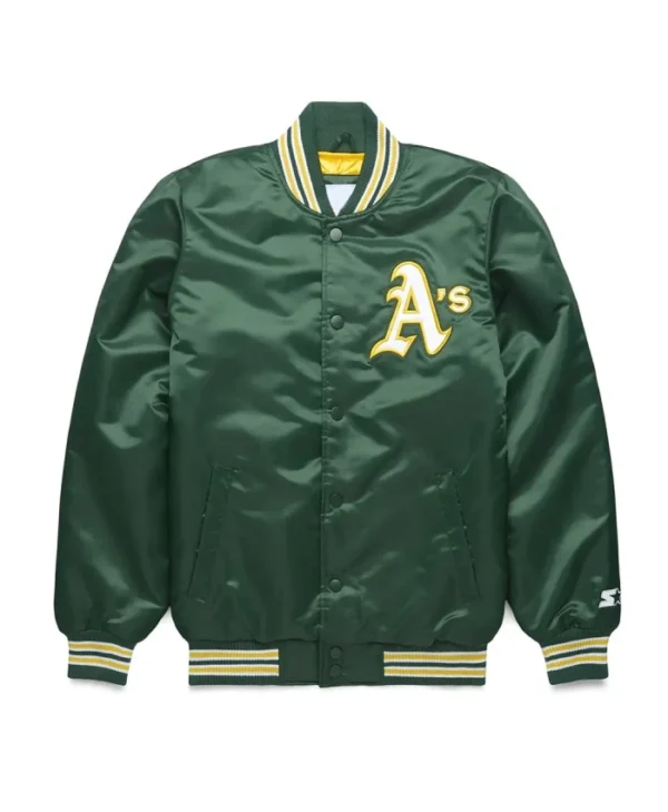 Classic Oakland Athletics Green Varsity Satin Jacket