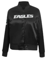 Classic Philadelphia Eagles Black Satin Jacket