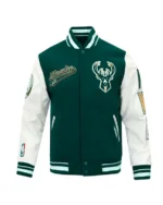 Classic Rib Milwaukee Bucks Script Tail Varsity Jacket