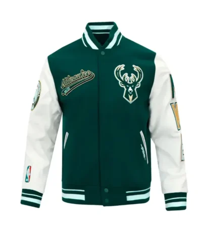 Classic Rib Milwaukee Bucks Script Tail Varsity Jacket