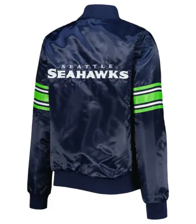 College Navy Seattle Seahawks Line Up Varsity Satin Jacket
