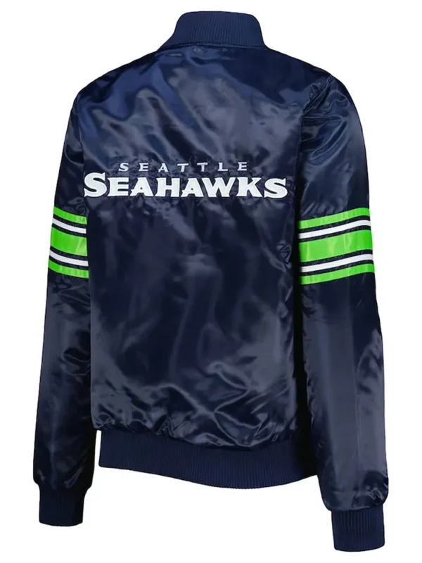 College Navy Seattle Seahawks Line Up Varsity Satin Jacket