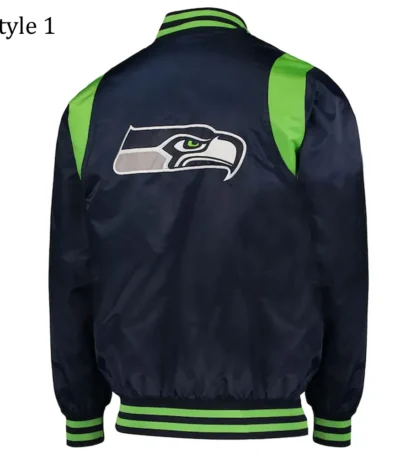 College Seattle Seahawks Prime Time Navy Blue Satin Jacket