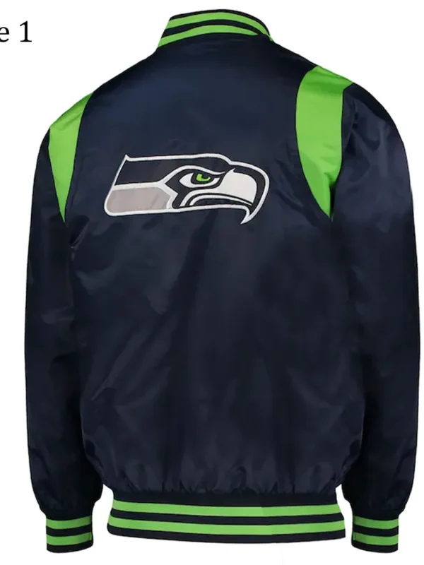 College Seattle Seahawks Prime Time Navy Blue Satin Jacket