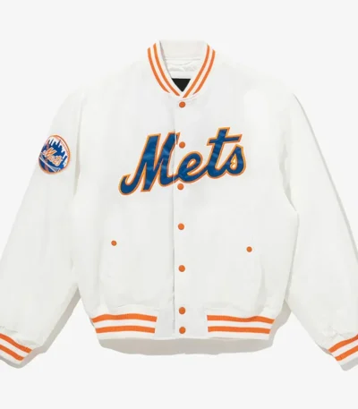 Cooperstown New York Mets Chrome White Jacket