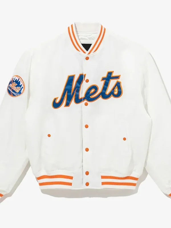 Cooperstown New York Mets Chrome White Jacket