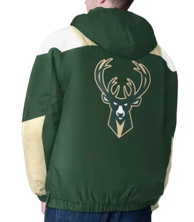 Cream Milwaukee Bucks Charger Half-Zip Pullover Jacket