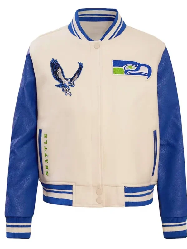 Cream Seattle Seahawks Retro Classic Full-Zip Varsity Jacket