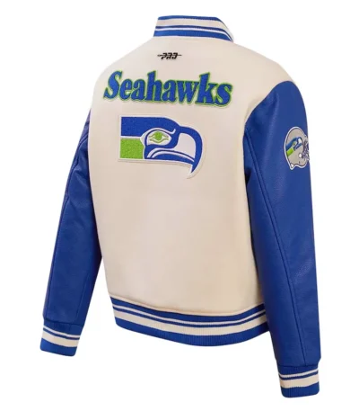 Cream Seattle Seahawks Retro Classic Full-Zip Varsity Jacket