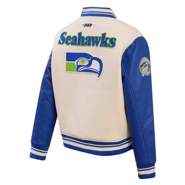 Cream Seattle Seahawks Retro Classic Full-Zip Varsity Jacket