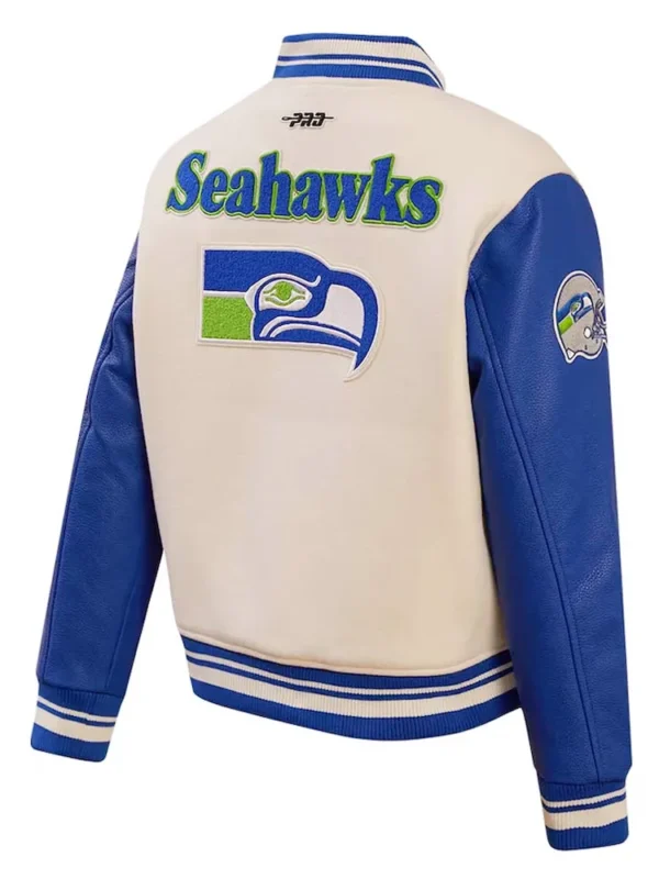 Cream Seattle Seahawks Retro Classic Full-Zip Varsity Jacket